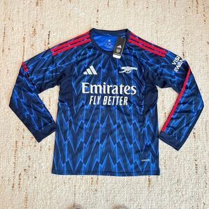 NEW Adidas Arsenal 2025/26 Away Long Sleeve SAKA Jersey Blue Prematch Third Home